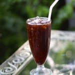 Coffee served over ice without milk or cream or sugar