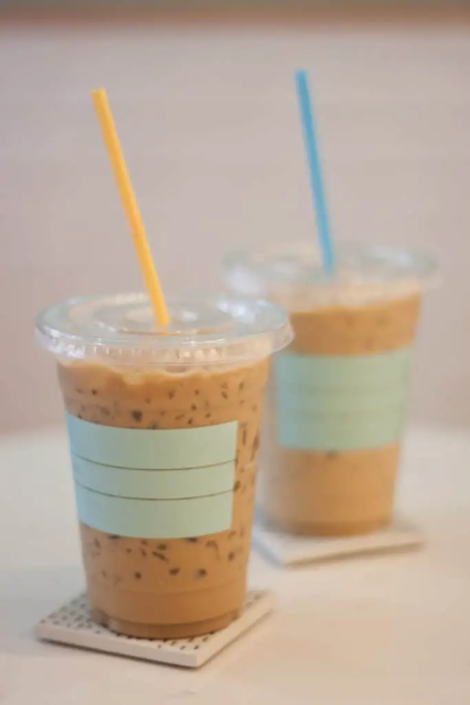 Cold coffee with ice and milk