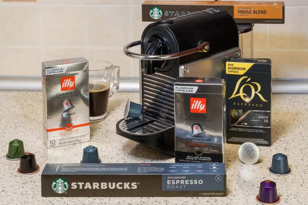 Nespresso Pod Machine and coffee pods